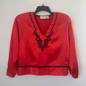 Vintage 80s Victoria’s Secret Gold Label Red Satin Top